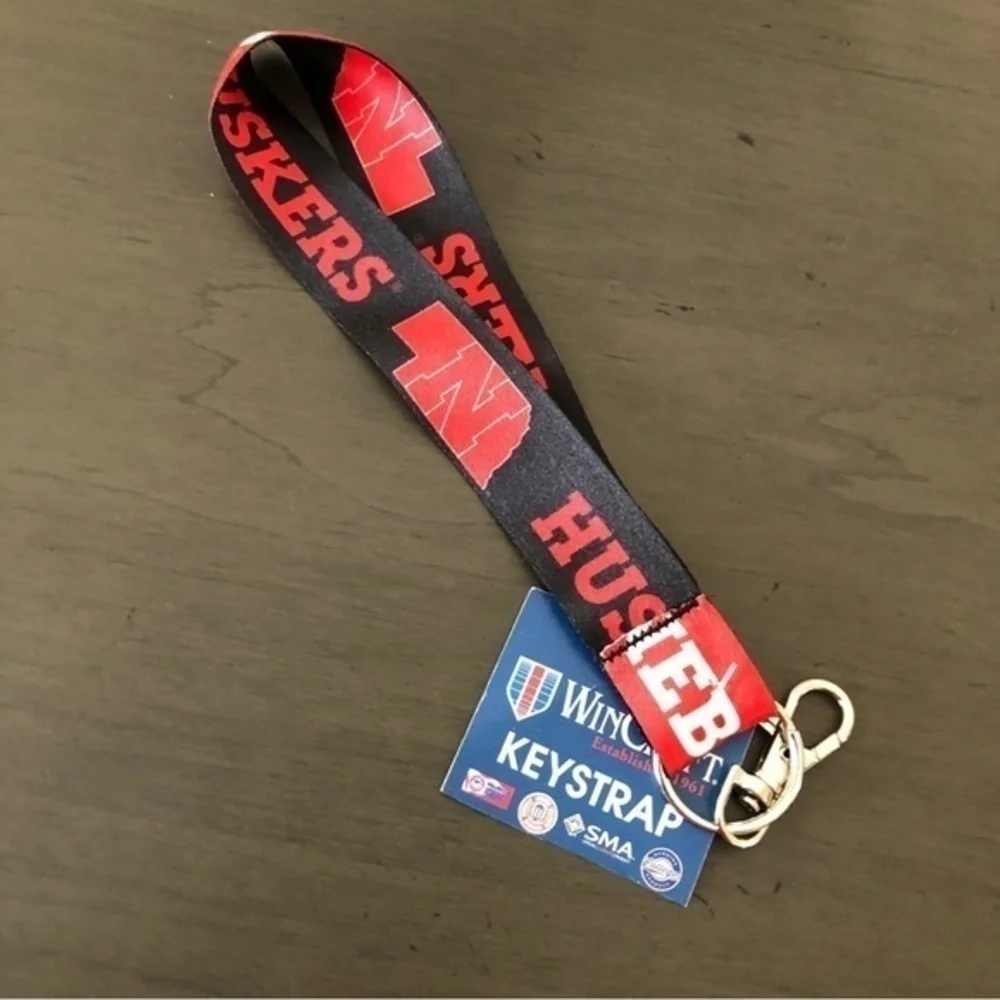 Wincraft University Of Nebraska Keystrap Huskers Red Black Reversible Keychain - Picture 3 of 3